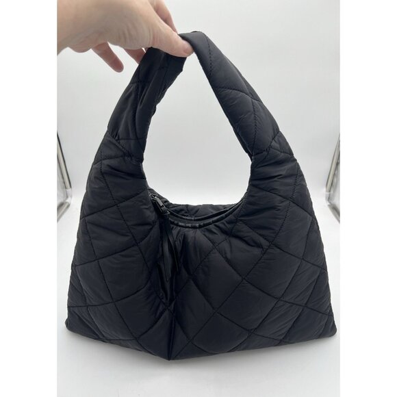 Haute Shore Quilted Deep Navy Preppy Boho Jones Puffer Hobo Tote Bag Purse - Picture 1 of 9